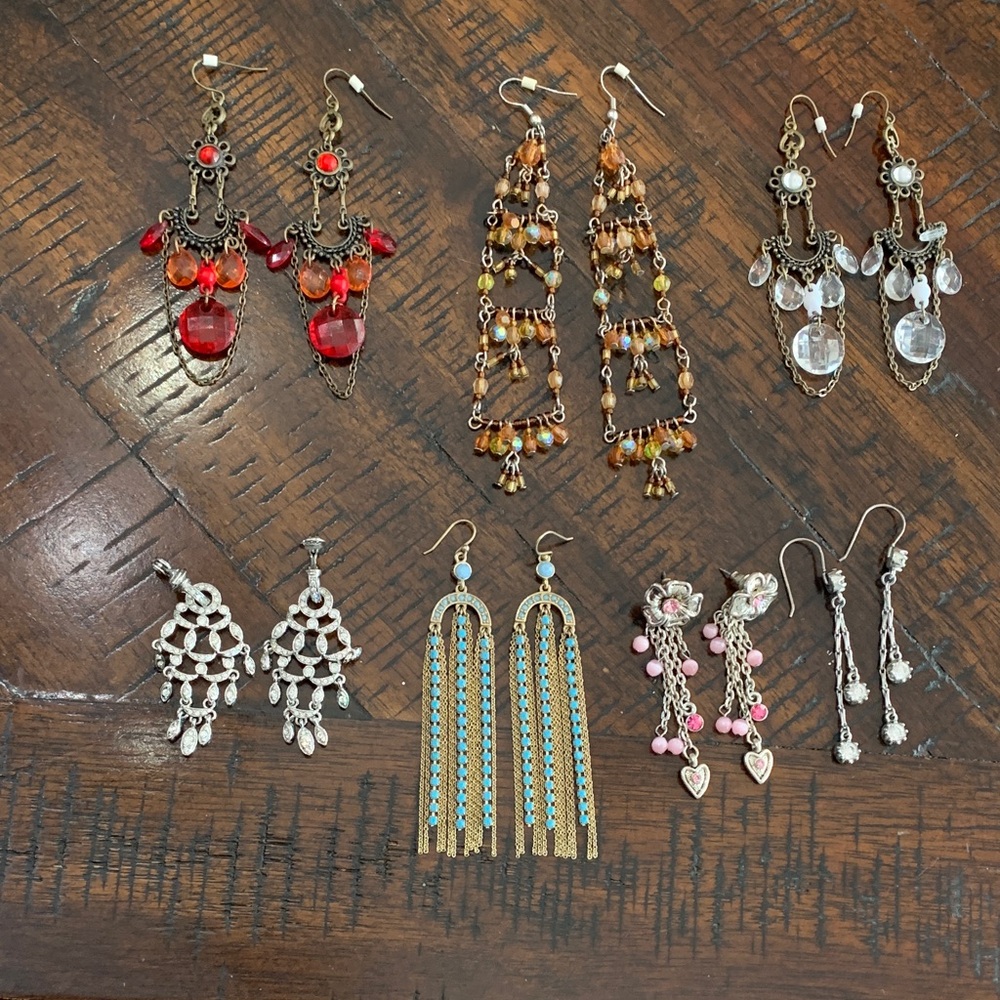 Elegant Multi-Color Chandelier Earrings Set